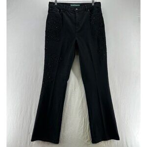 Lauren Jeans Co. Ralph Lauren Jeans Sz 10 Embroidered Beaded Stretch Denim Black